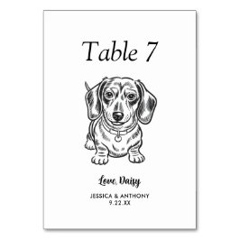 Tarjeta De Mesa Boda de Perro Simple en Blanco y Negro
