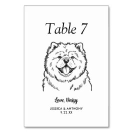 Tarjeta De Mesa Boda de Perro Simple en Blanco y Negro