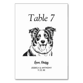 Tarjeta De Mesa Boda de Perro Simple en Blanco y Negro