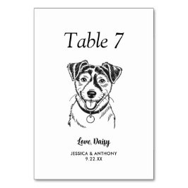 Tarjeta De Mesa Boda de Perro Simple en Blanco y Negro