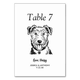 Tarjeta De Mesa Boda de Perro Simple en Blanco y Negro