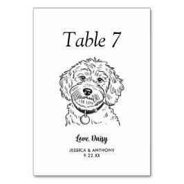 Tarjeta De Mesa Boda de Perro Simple en Blanco y Negro