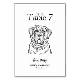 Tarjeta De Mesa Boda de Perro Simple en Blanco y Negro