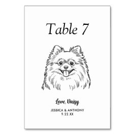 Tarjeta De Mesa Boda de Perro Simple en Blanco y Negro