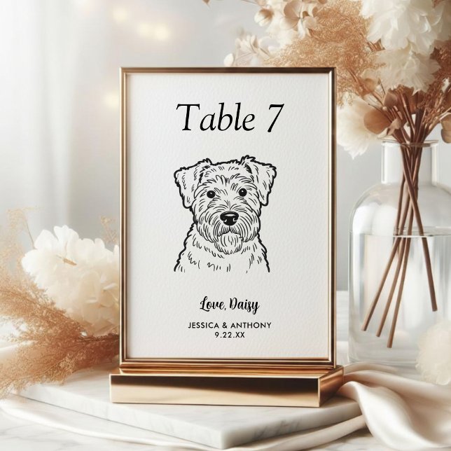 Tarjeta De Mesa Boda de Perro Simple en Blanco y Negro (Subido por el creador)