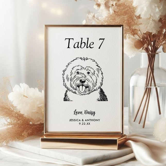 Tarjeta De Mesa Boda de Perro Simple en Blanco y Negro (Subido por el creador)