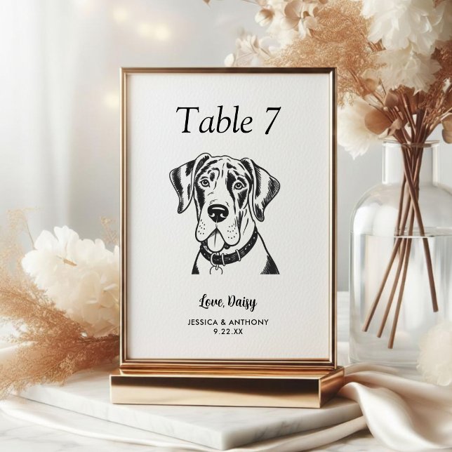 Tarjeta De Mesa Boda de Perro Simple en Blanco y Negro (Subido por el creador)