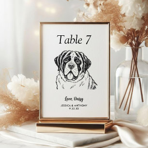 Tarjeta De Mesa Boda de Perro Simple en Blanco y Negro