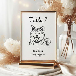 Tarjeta De Mesa Boda de Perro Simple en Blanco y Negro