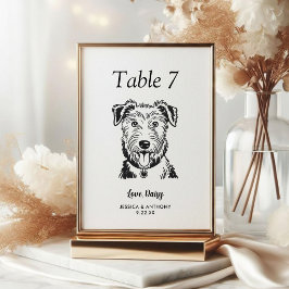 Tarjeta De Mesa Boda de Perro Simple en Blanco y Negro