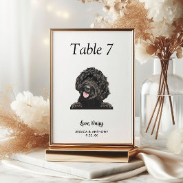 Tarjeta De Mesa Boda de Perro Simple en Blanco y Negro