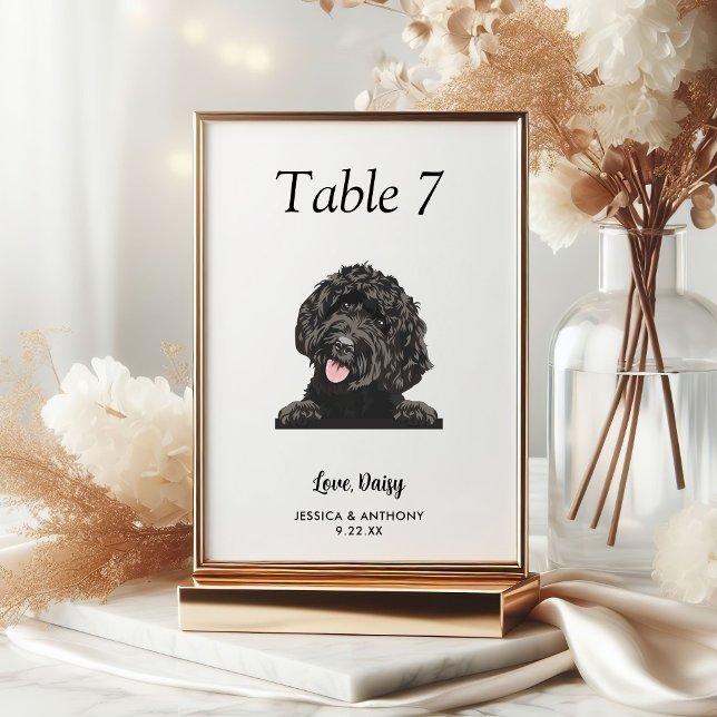 Tarjeta De Mesa Boda de Perro Simple en Blanco y Negro (Subido por el creador)