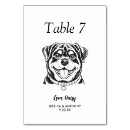 Tarjeta De Mesa Boda de Perro Simple en Blanco y Negro