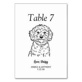 Tarjeta De Mesa Boda de Perro Simple en Blanco y Negro
