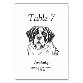 Tarjeta De Mesa Boda de Perro Simple en Blanco y Negro