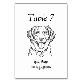 Tarjeta De Mesa Boda de Perro Simple en Blanco y Negro