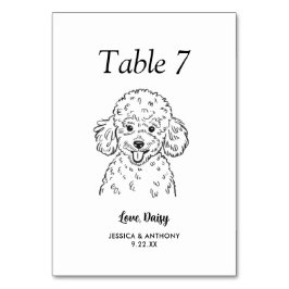 Tarjeta De Mesa Boda de Perro Simple en Blanco y Negro