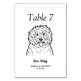Tarjeta De Mesa Boda de Perro Simple en Blanco y Negro