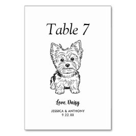 Tarjeta De Mesa Boda de Perro Simple en Blanco y Negro