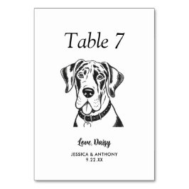 Tarjeta De Mesa Boda de Perro Simple en Blanco y Negro