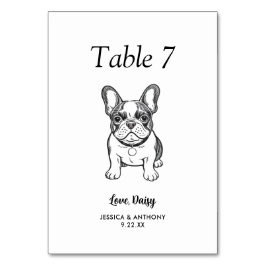 Tarjeta De Mesa Boda de Perro Simple en Blanco y Negro