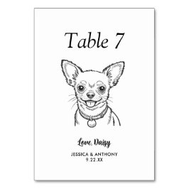 Tarjeta De Mesa Boda de Perro Simple en Blanco y Negro