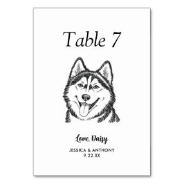 Tarjeta De Mesa Boda de Perro Simple en Blanco y Negro