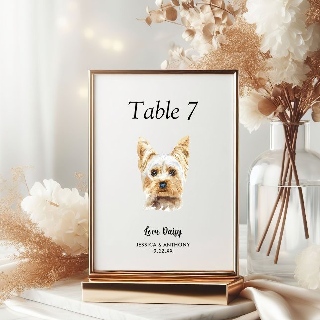 Tarjeta De Mesa Boda de perros acuarela moderna y simple (Subido por el creador)