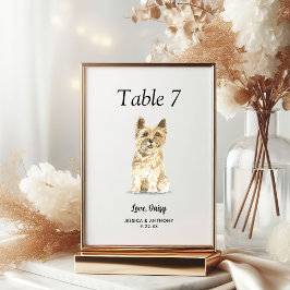 Tarjeta De Mesa Boda de perros acuarela moderna y simple