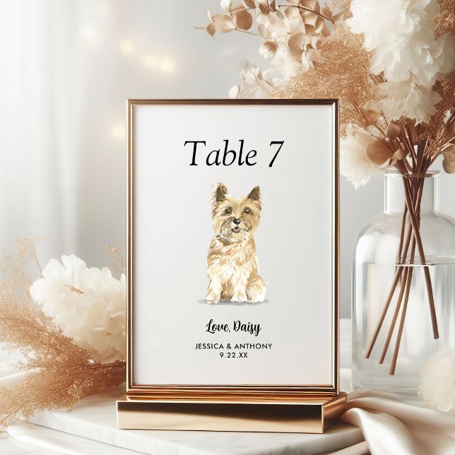 Tarjeta De Mesa Boda de perros acuarela moderna y simple (Subido por el creador)