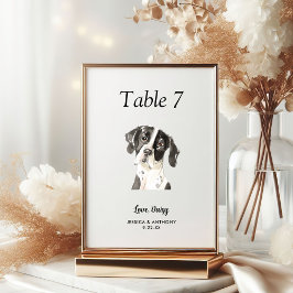 Tarjeta De Mesa Boda de perros acuarela moderna y simple
