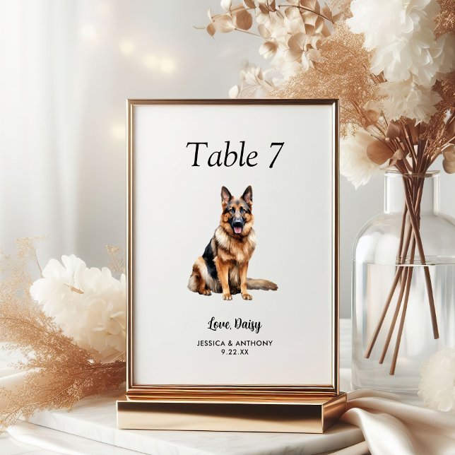 Tarjeta De Mesa Boda de perros acuarela moderna y simple (Subido por el creador)