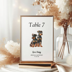 Tarjeta De Mesa Boda de perros acuarela moderna y simple