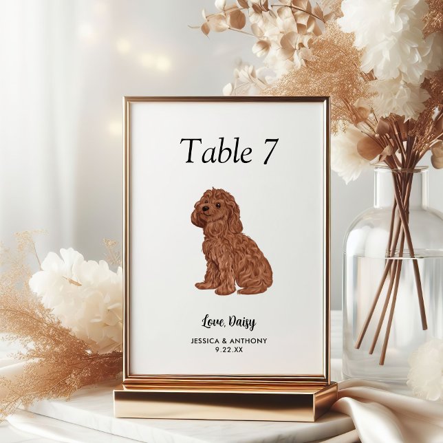 Tarjeta De Mesa Boda de perros acuarela moderna y simple (Subido por el creador)