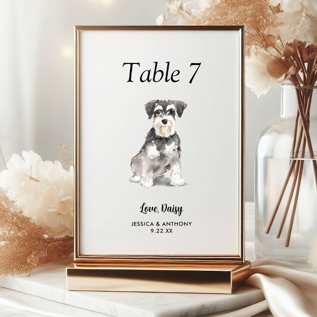 Tarjeta De Mesa Boda de perros acuarela moderna y simple (Subido por el creador)