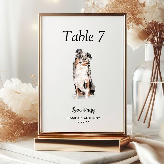 Tarjeta De Mesa Boda de perros acuarela moderna y simple (Subido por el creador)