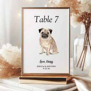 Tarjeta De Mesa Boda de perros acuarela moderna y simple