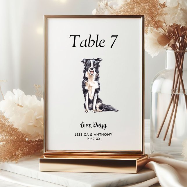 Tarjeta De Mesa Boda de perros acuarela moderna y simple (Subido por el creador)