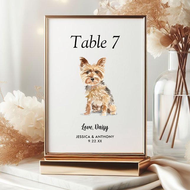 Tarjeta De Mesa Boda de perros acuarela moderna y simple (Subido por el creador)