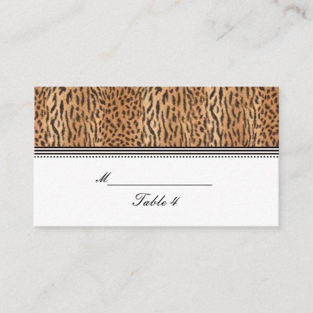 Tarjeta De Mesa Boda de piel de animal de impresión exótica Tarjet (Anverso)