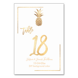 Tarjeta De Mesa Boda de Piña de Oro Faux Número de tabla 1-100