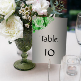 Tarjeta De Mesa Boda de Plata de Rosa Verde Esmeralda