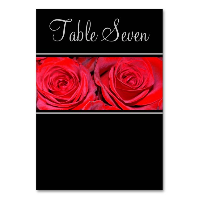 Tarjeta De Mesa Boda de Plata Negra Rosa Roja (Anverso)
