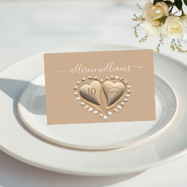 Tarjeta De Mesa Boda de playa Arena y Corazón-Lugar Tarjetas-Icono