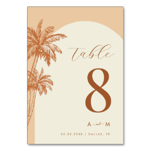 Tarjeta De Mesa Boda de playa con Monograma Blanco de Marfil de Pa