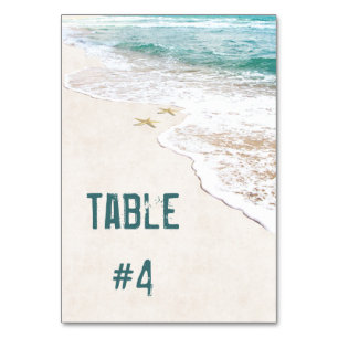 Tarjeta De Mesa Boda de playa con Starfish