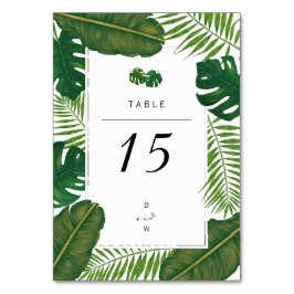 Tarjeta De Mesa Boda de playa de hojas tropicales pintadas