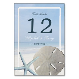 Tarjeta De Mesa Boda de playa de Sand Dollar y Starfish