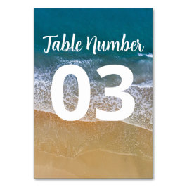 Tarjeta De Mesa Boda de playa del Mar Azul