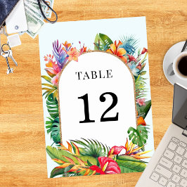 Tarjeta De Mesa Boda de Playa Floral de hojas tropicales